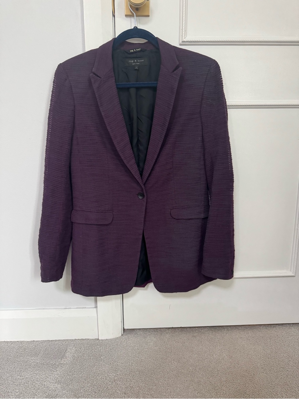 rag & bone Women's Plum Textured Single-Button Blazer